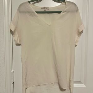 Lavender Brown Silk V-Neck Blouse